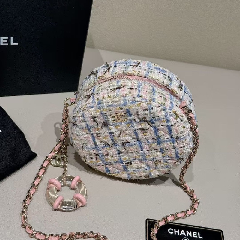 Chanel 毛呢 游泳圈 小圓餅12*5.5*12cm 99新配件塵袋保卡-6
