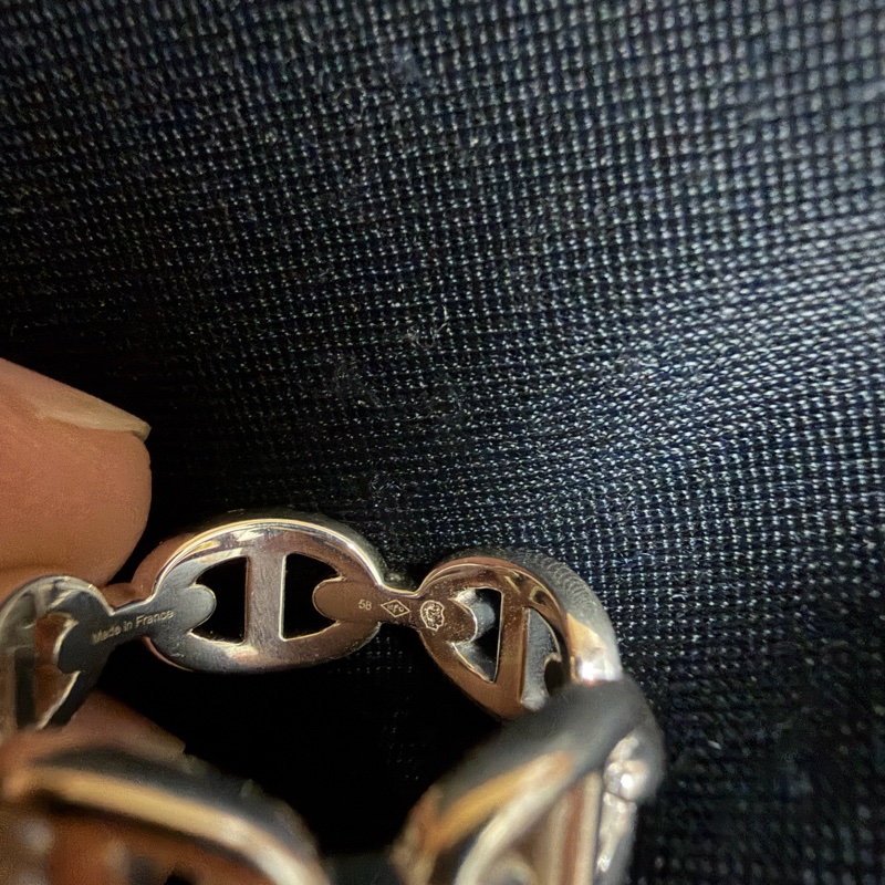 【HERMES愛馬仕】 Chaine d'Ancre Enchainee戒指 尺寸58 豬鼻子戒指 女戒 婚戒 男戒-2