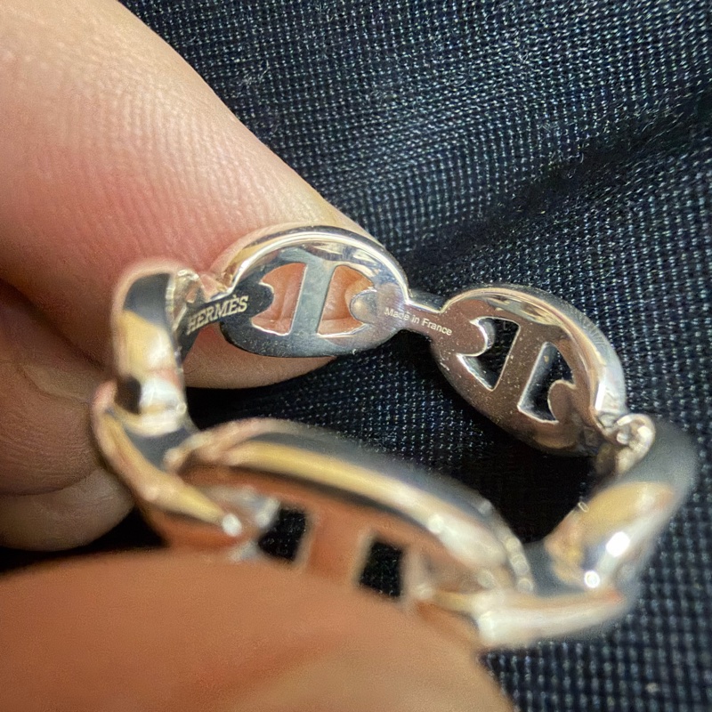 【HERMES愛馬仕】 Chaine d'Ancre Enchainee戒指 尺寸58 豬鼻子戒指 女戒 婚戒 男戒-3