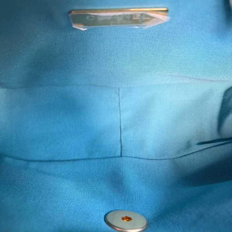 Chanel粗毛呢19bag小號鏈條包芯片款 藍色金扣 26*18*9 98新配件購證 塵袋 盒子 說明書-2