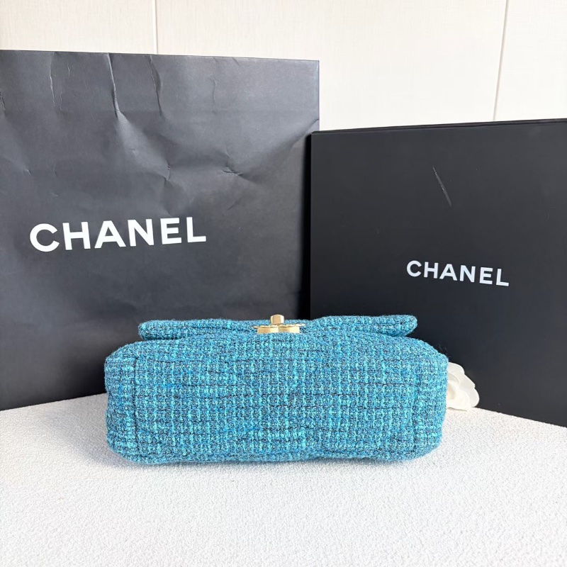 Chanel粗毛呢19bag小號鏈條包芯片款 藍色金扣 26*18*9 98新配件購證 塵袋 盒子 說明書-3