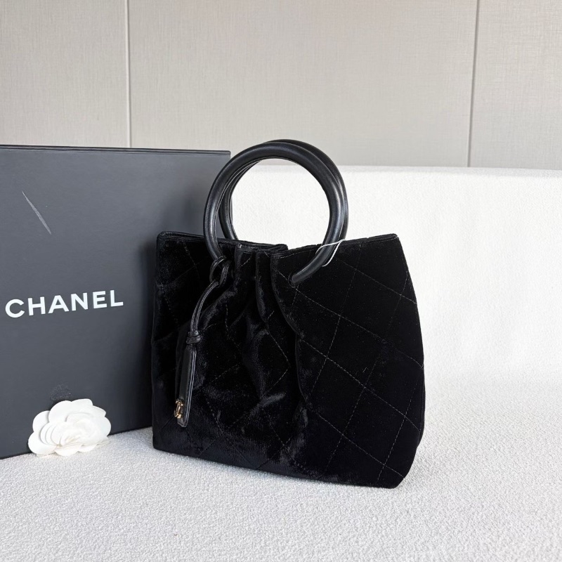 Chanel vintage絲絨手提包 黑色 金扣 絲絨22*20*9 98新配件塵袋 保卡-3