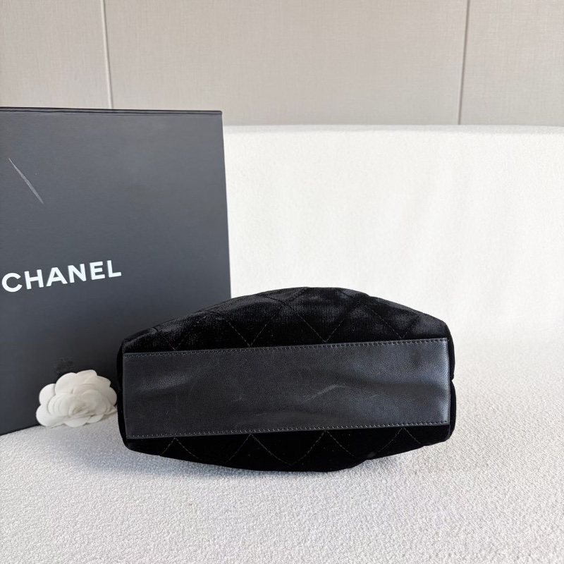 Chanel vintage絲絨手提包 黑色 金扣 絲絨22*20*9 98新配件塵袋 保卡-4