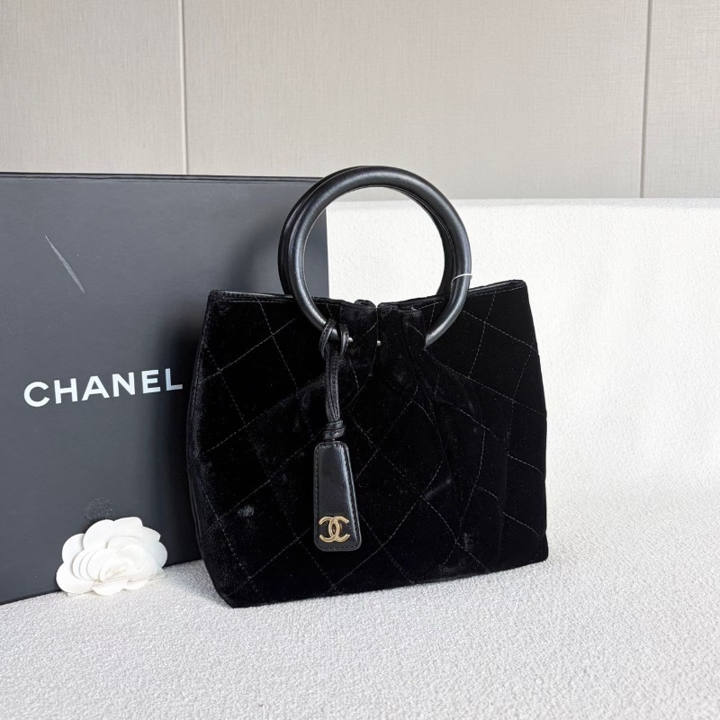 Chanel vintage絲絨手提包 黑色 金扣 絲絨22*20*9 98新配件塵袋 保卡-5