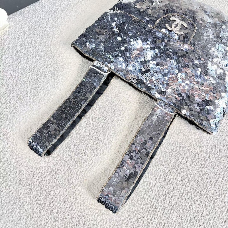 Chanel亮片背心手提包 銀色亮片 22*17*1 99新配件塵袋-4