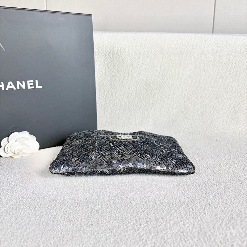 Chanel亮片背心手提包 銀色亮片 22*17*1 99新配件塵袋-5