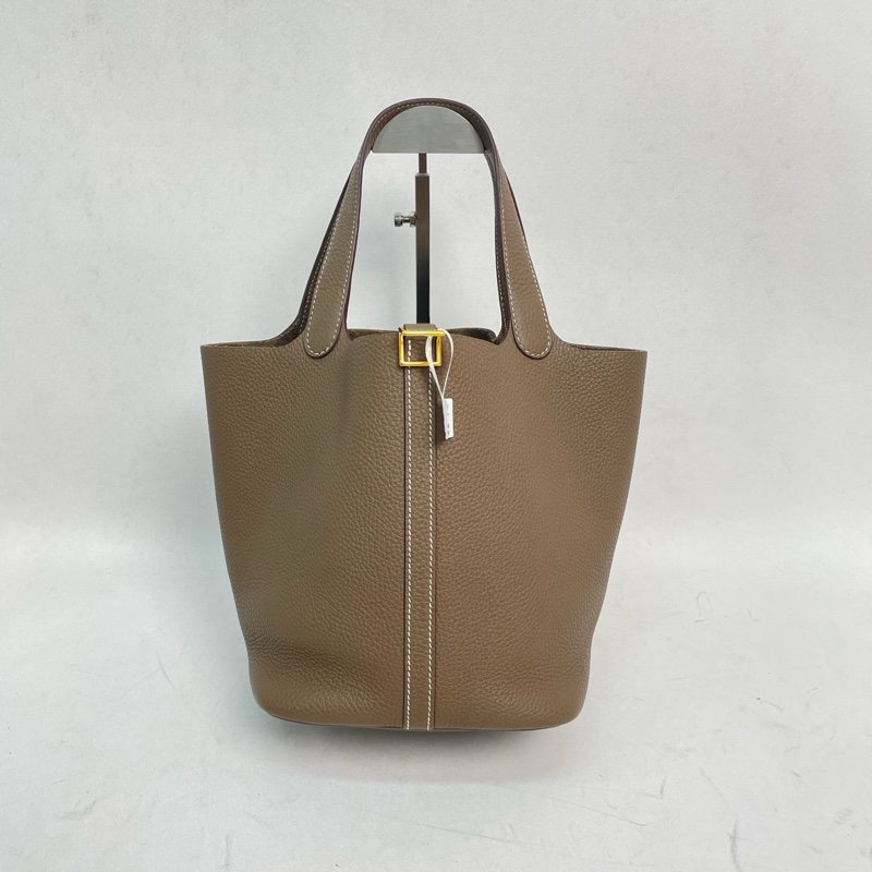 Hermes/愛馬仕 picotin22 菜籃子 大象灰 水桶包  尺寸：22*21*18。-1