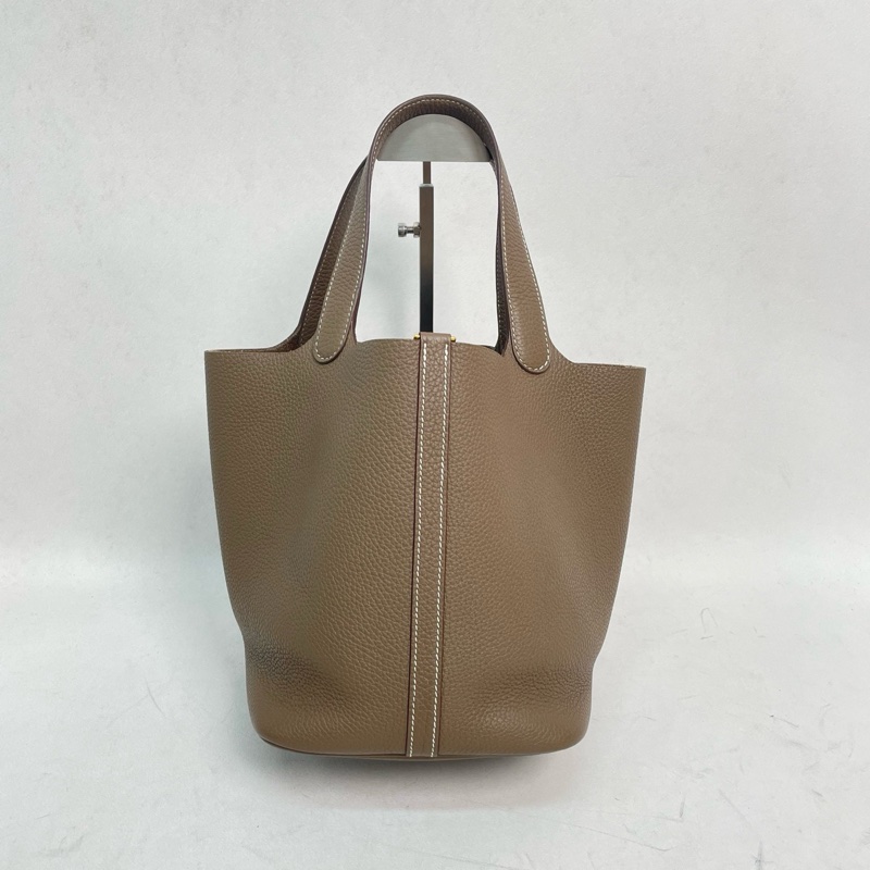 Hermes/愛馬仕 picotin22 菜籃子 大象灰 水桶包  尺寸：22*21*18。-2