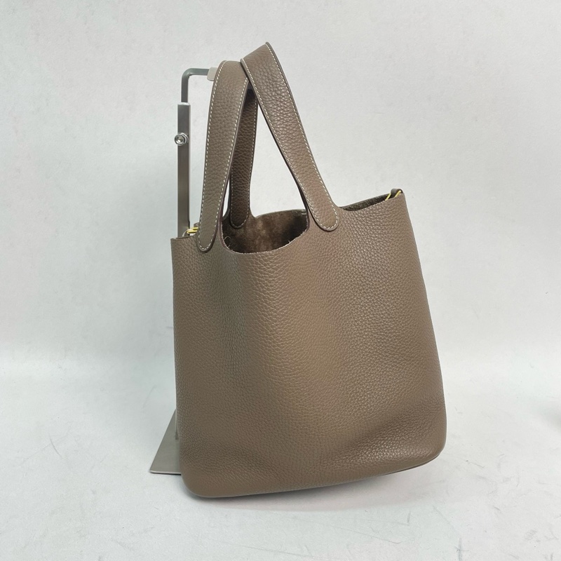 Hermes/愛馬仕 picotin22 菜籃子 大象灰 水桶包  尺寸：22*21*18。-3