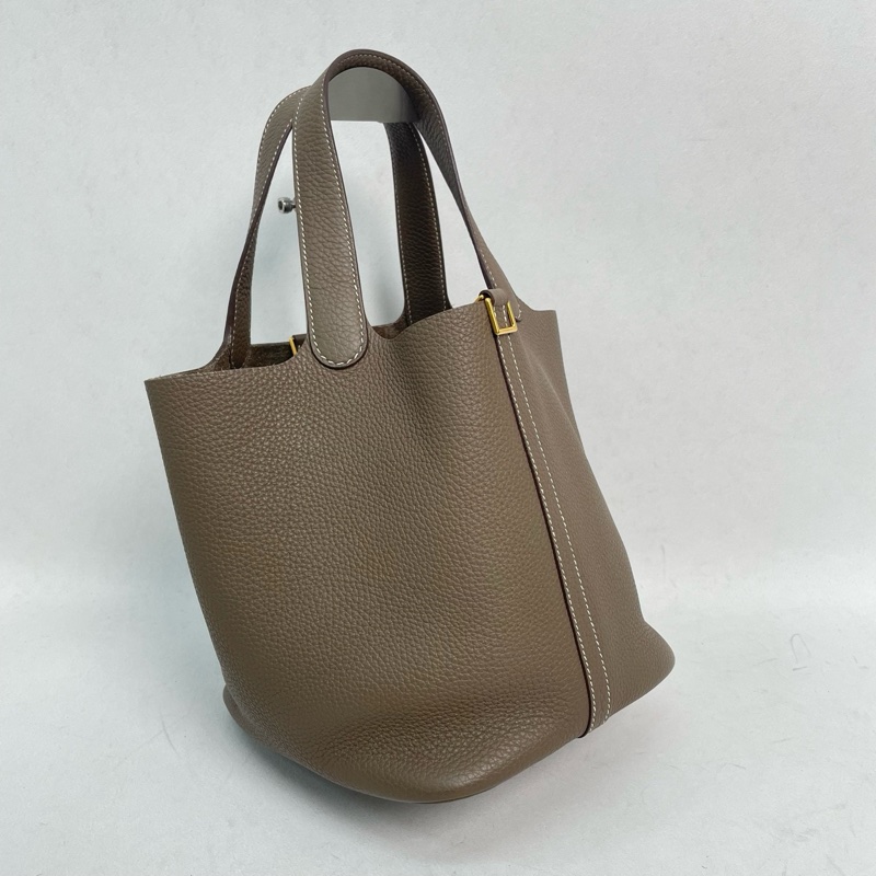 Hermes/愛馬仕 picotin22 菜籃子 大象灰 水桶包  尺寸：22*21*18。-5