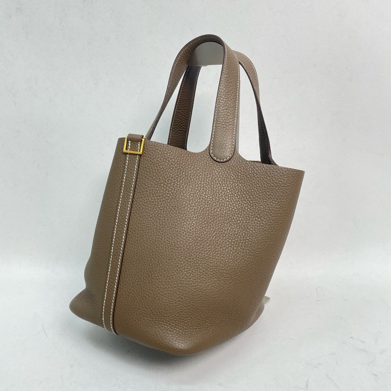 Hermes/愛馬仕 picotin22 菜籃子 大象灰 水桶包  尺寸：22*21*18。-6