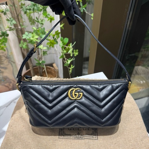 古驰/Gucci 新款黑色马蒙小船包 23厘米（宽）x 12厘米（高）x 10厘米