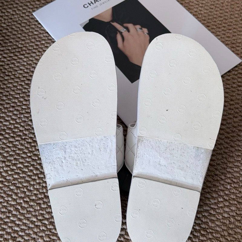 Chanel香奈兒白色雙Clogo 新款魔術貼涼拖鞋38碼-10