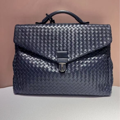 BV Bottega Veneta葆蝶家 牛皮 深藍色  手提公文包