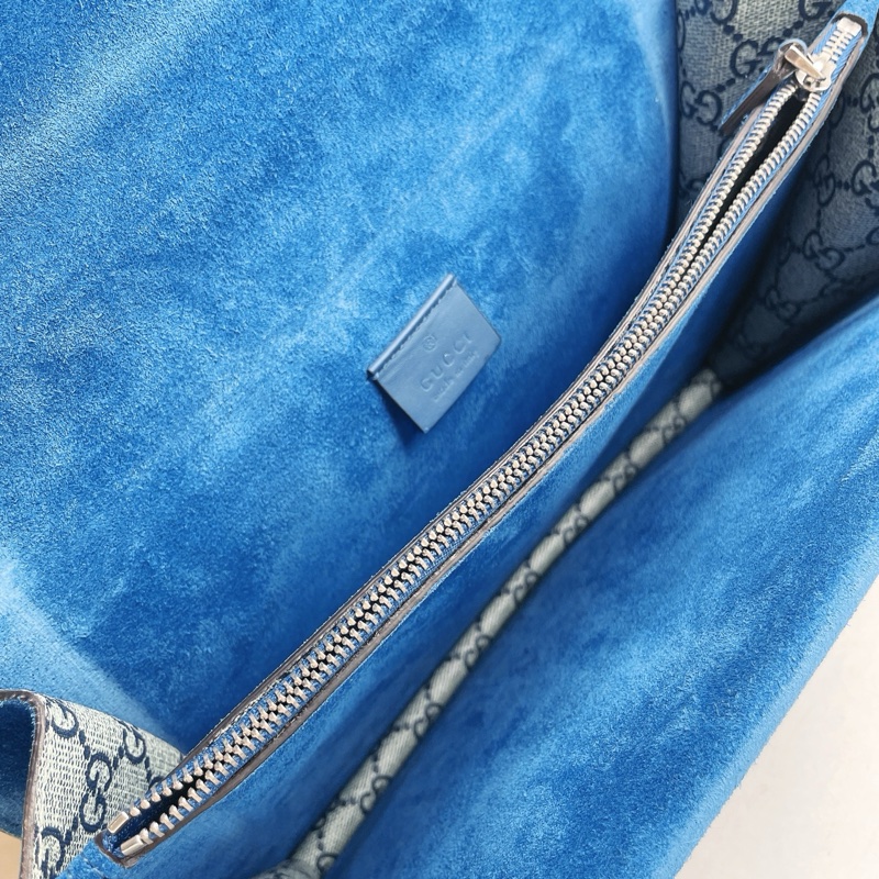 古馳/Gucci 天竺葵藍花卉大號酒神鏈條包，尺寸：30*22cm，附件：塵袋-5