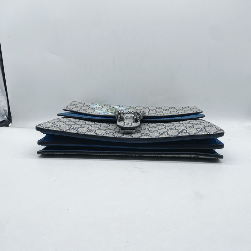 古馳/Gucci 天竺葵藍花卉大號酒神鏈條包，尺寸：30*22cm，附件：塵袋-6