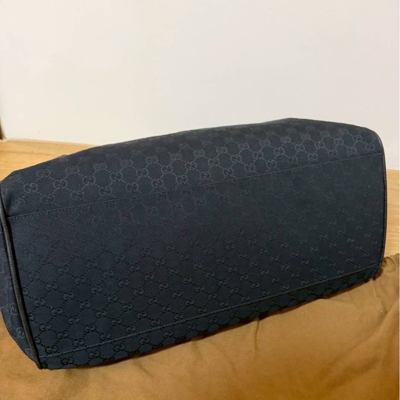 Gucci 古馳 紅綠條紋 黑色 帆布 手提包 登機袋 旅行袋 登機包 肩背包-8