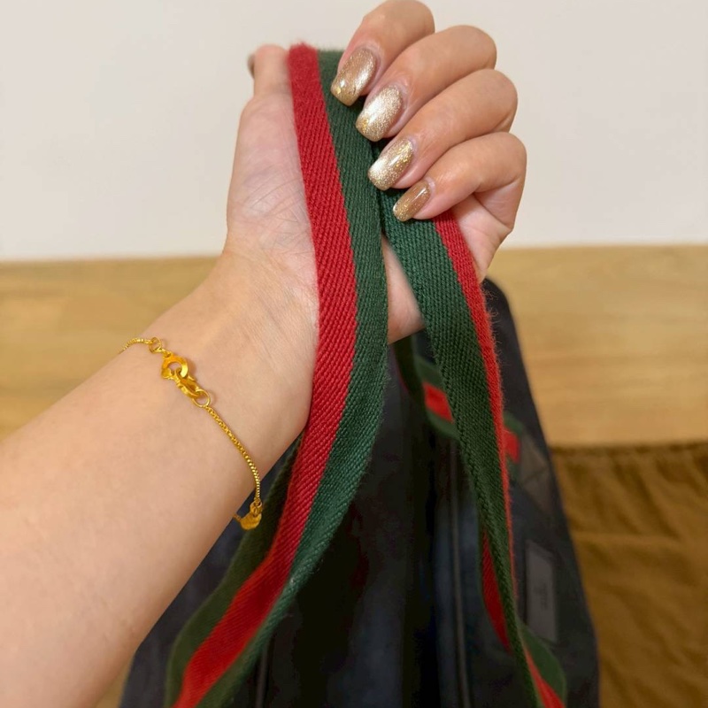 Gucci 古馳 紅綠條紋 黑色 帆布 手提包 登機袋 旅行袋 登機包 肩背包-10