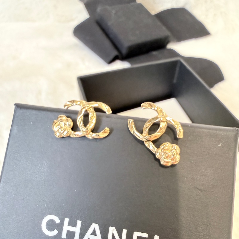 Chanel✨2022氣質山茶花CC耳環 針式耳環 耳針-5
