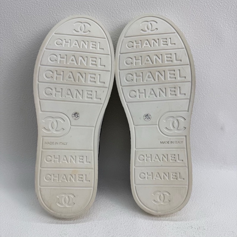 CHANEL香奈兒 皮革 25新款 油蠟皮雙Clogo 黑色  37.5碼-9