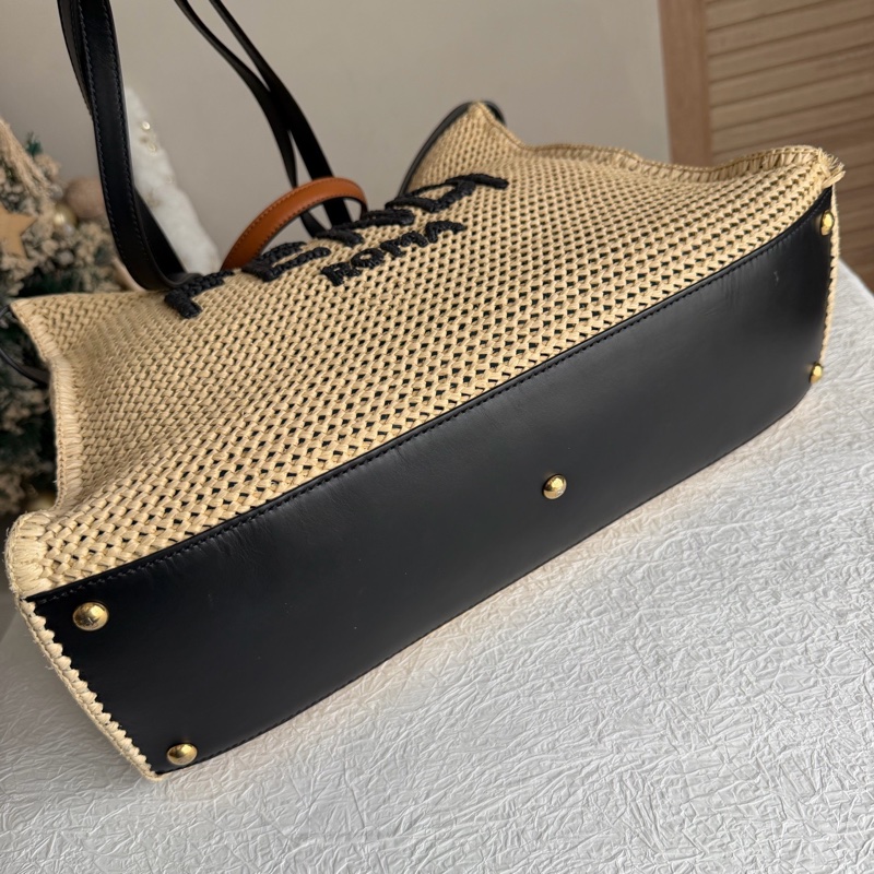 Fendi芬迪 菲草編織托特包沙灘包-8