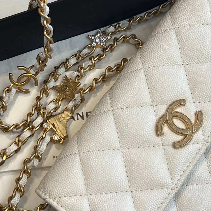 【接近全新❗️小巧精緻✨全網最低價】Chanel 24C聖誕白金星星woc鏈條包-1