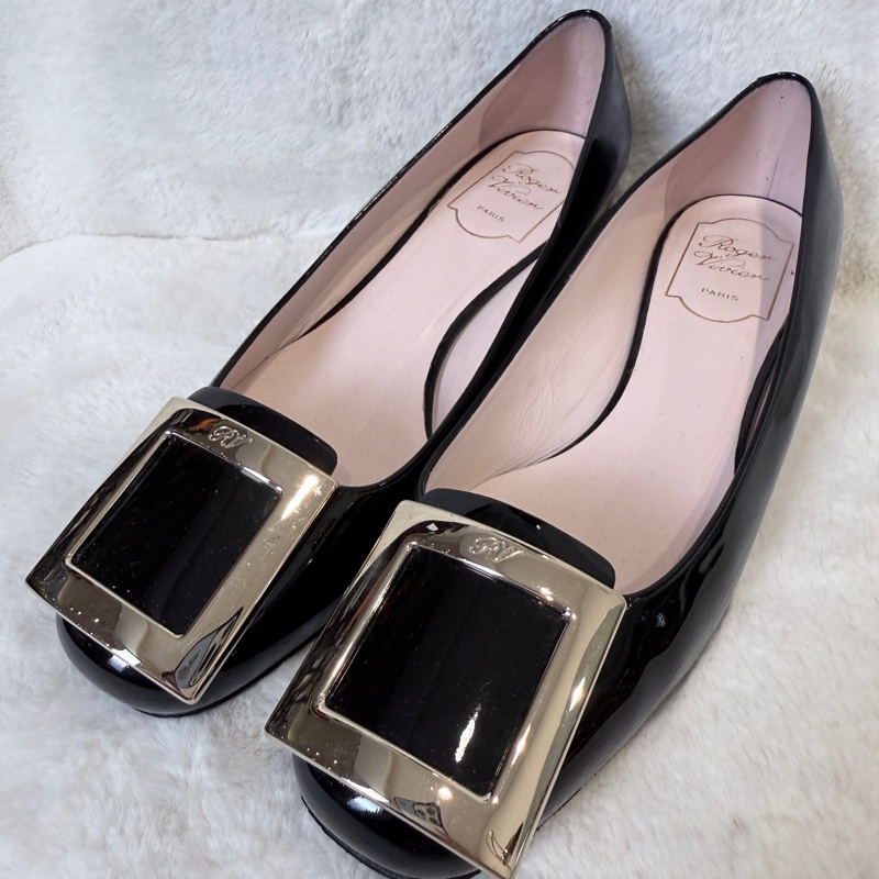 Roger Vivier✨RV女鞋方釦漆皮氣質低跟鞋 #38.5-1