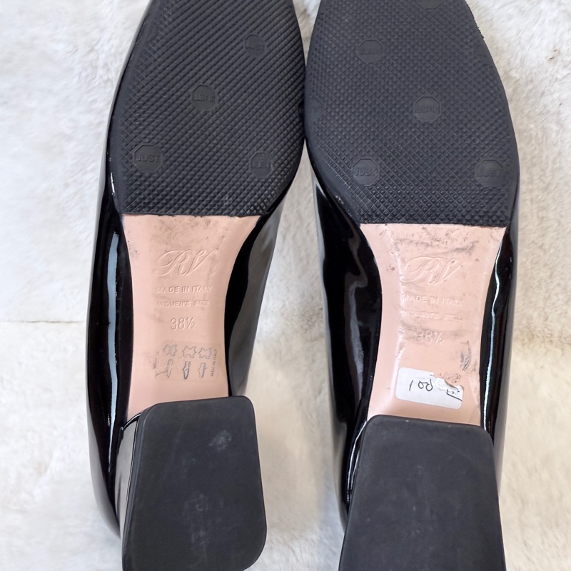 Roger Vivier✨RV女鞋方釦漆皮氣質低跟鞋 #38.5-6