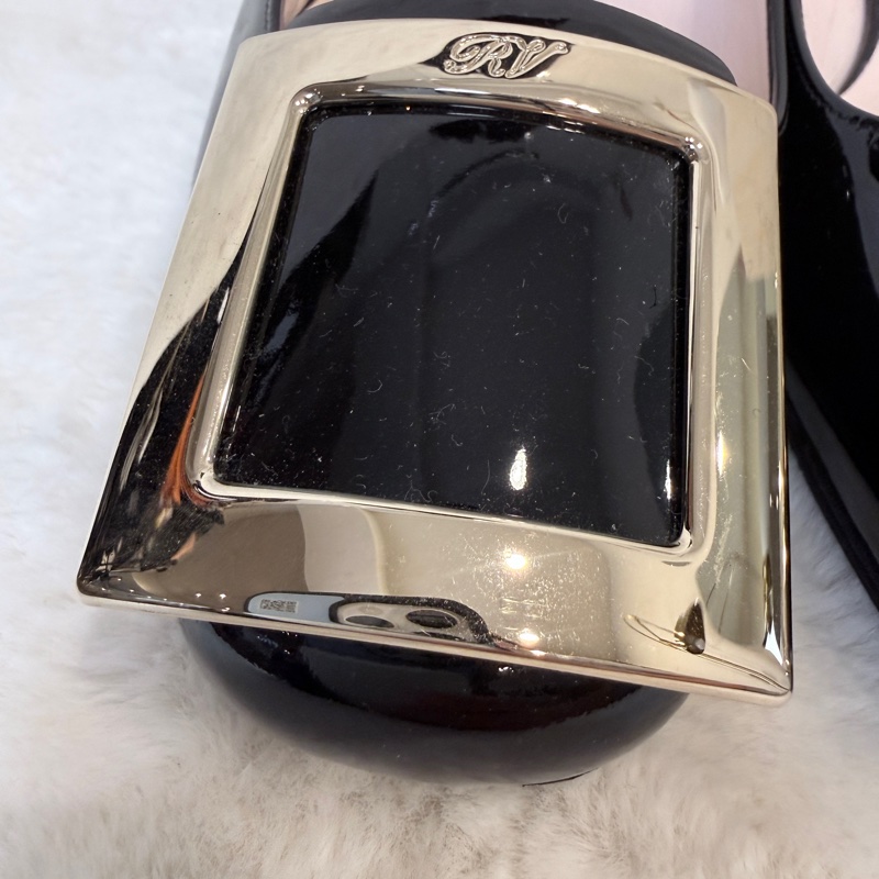 Roger Vivier✨RV女鞋方釦漆皮氣質低跟鞋 #38.5-11