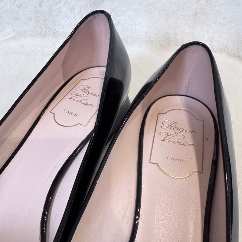Roger Vivier✨RV女鞋方釦漆皮氣質低跟鞋 #38.5-17