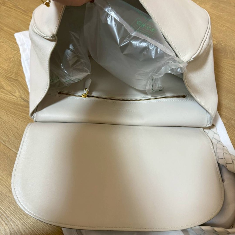 BOTTEGA VENETA BV 米色 編織背帶 全皮 肩背包 斜背包 側背包-6