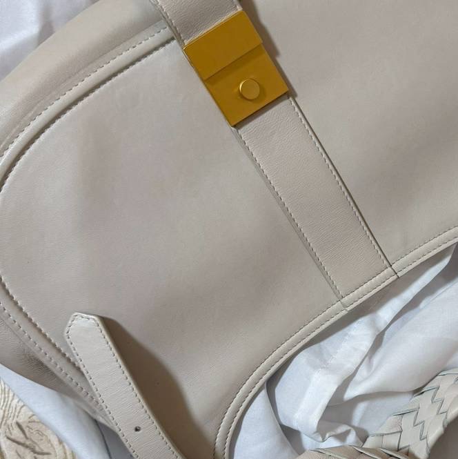 BOTTEGA VENETA BV 米色 編織背帶 全皮 肩背包 斜背包 側背包-11