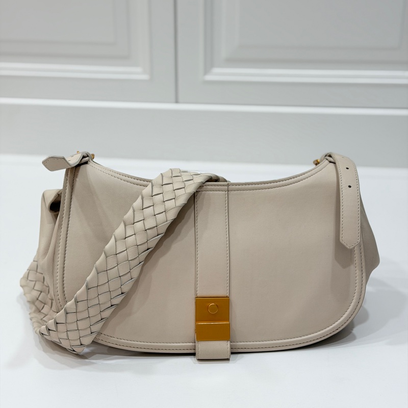 BOTTEGA VENETA BV 米色 編織背帶 全皮 肩背包 斜背包 側背包-0