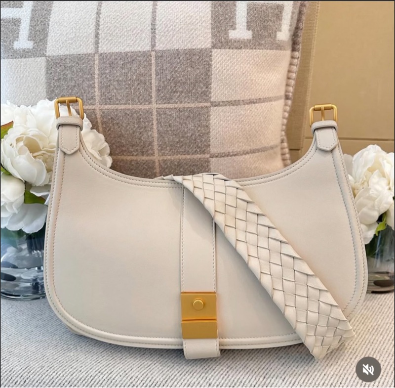 BOTTEGA VENETA BV 米色 編織背帶 全皮 肩背包 斜背包 側背包-1