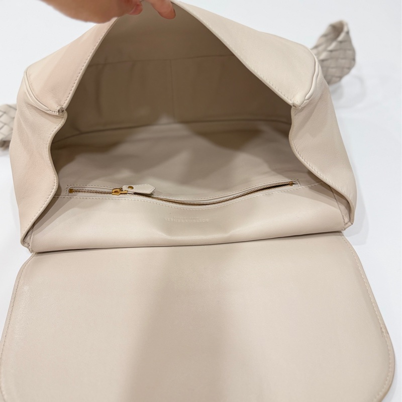 BOTTEGA VENETA BV 米色 編織背帶 全皮 肩背包 斜背包 側背包-14