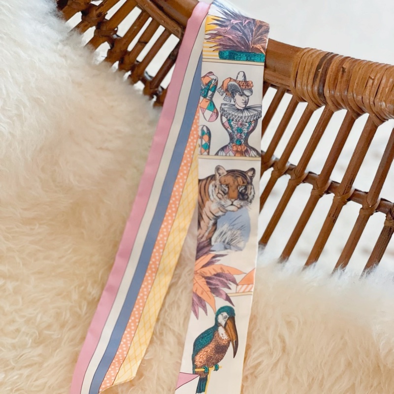 🎨 Hermès Twilly 絲巾｜圖騰藝術款 愛馬仕-0