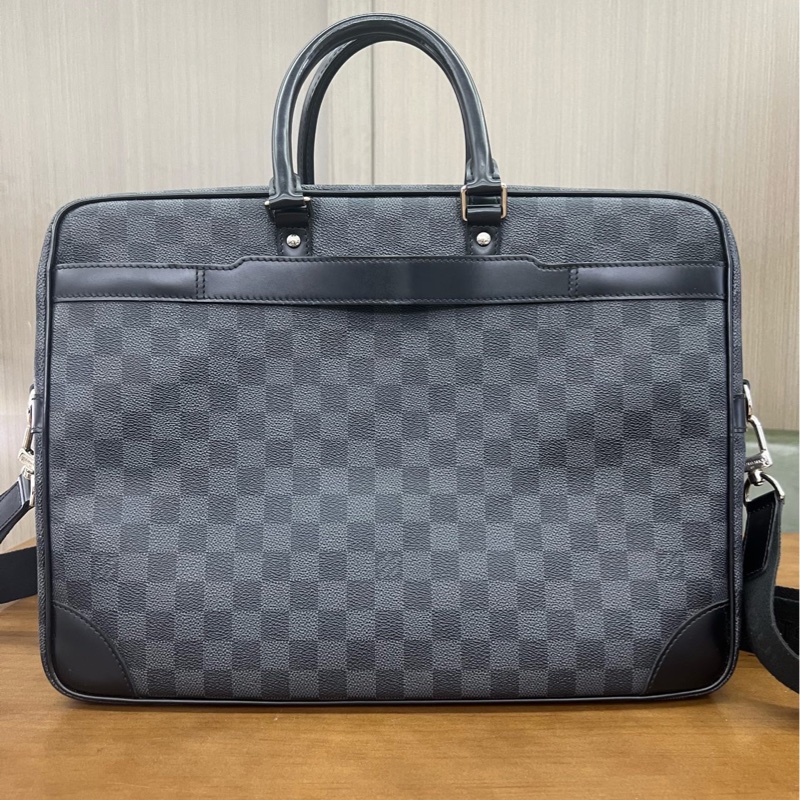 LouisVuitton黑棋盤格公文包 有肩帶 手提斜挎都可 尺寸約40×30×12-1