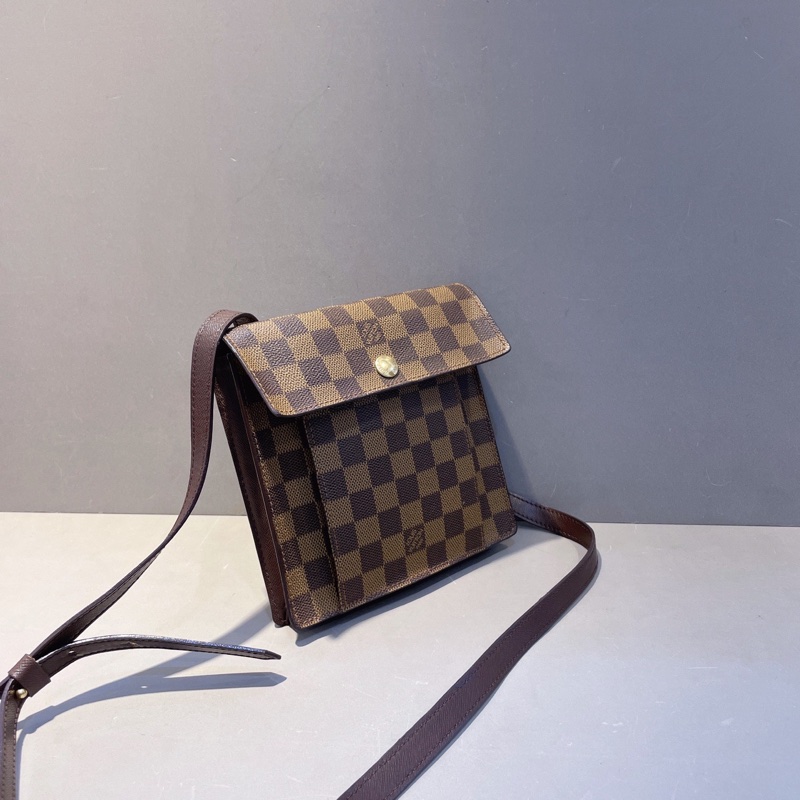 LV pimlico棋盤格豆腐包 斜挎包 中古絕版 棕棋盤 尺寸18*18 可放手機 男女同款-1