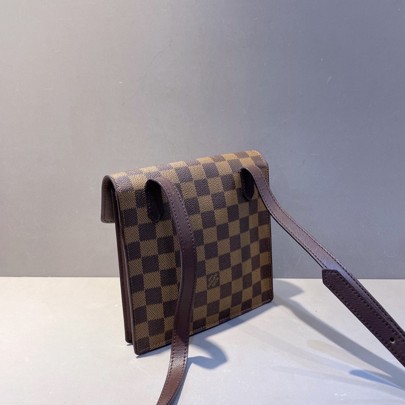 LV pimlico棋盤格豆腐包 斜挎包 中古絕版 棕棋盤 尺寸18*18 可放手機 男女同款-4