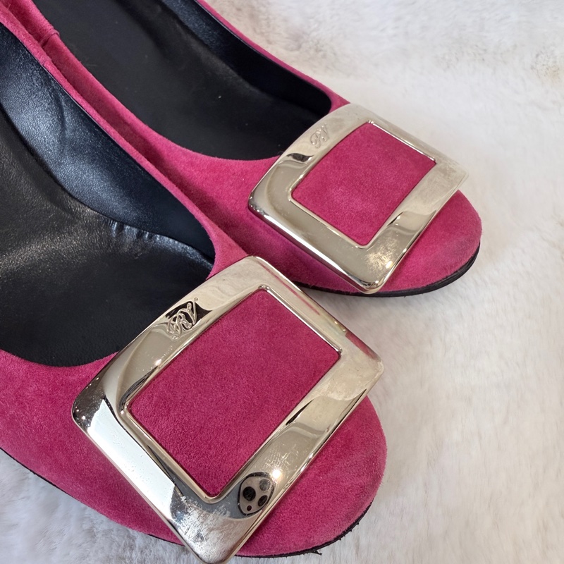 Roger Vivier✨RV女鞋方釦麂皮絨氣質酒杯跟高跟鞋 #38.5-4