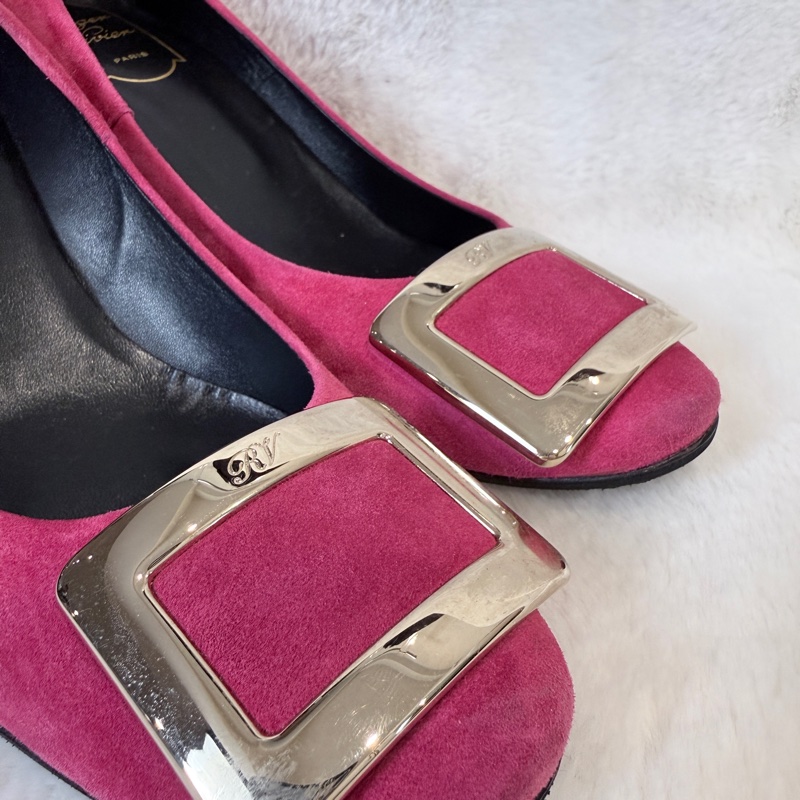 Roger Vivier✨RV女鞋方釦麂皮絨氣質酒杯跟高跟鞋 #38.5-5