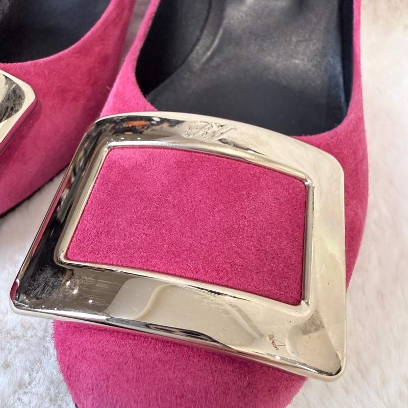 Roger Vivier✨RV女鞋方釦麂皮絨氣質酒杯跟高跟鞋 #38.5-11