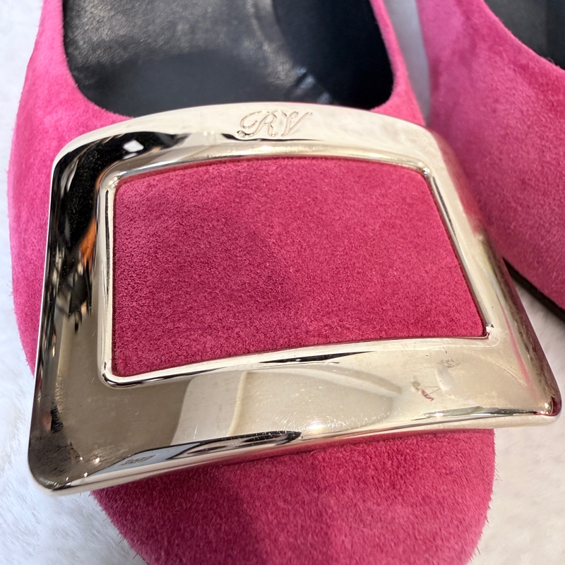 Roger Vivier✨RV女鞋方釦麂皮絨氣質酒杯跟高跟鞋 #38.5-12