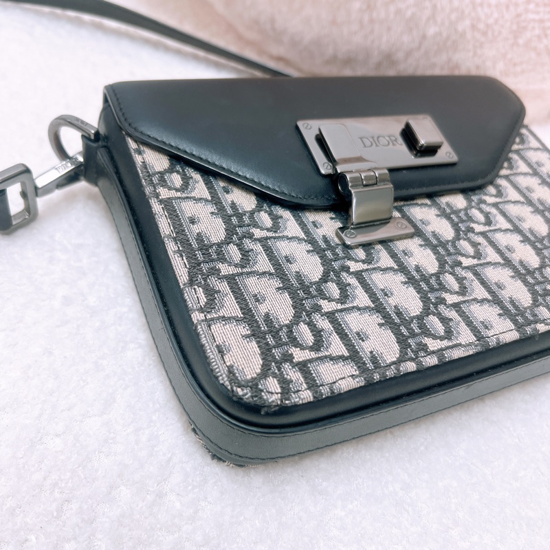 Dior lock 藍色老花郵差包-3