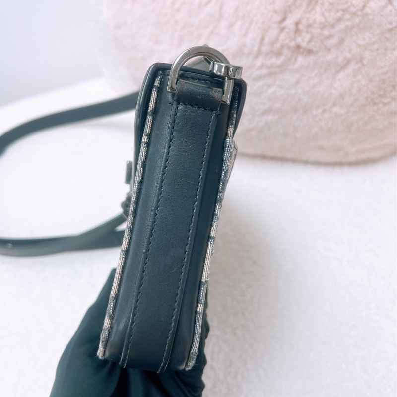 Dior lock 藍色老花郵差包-5