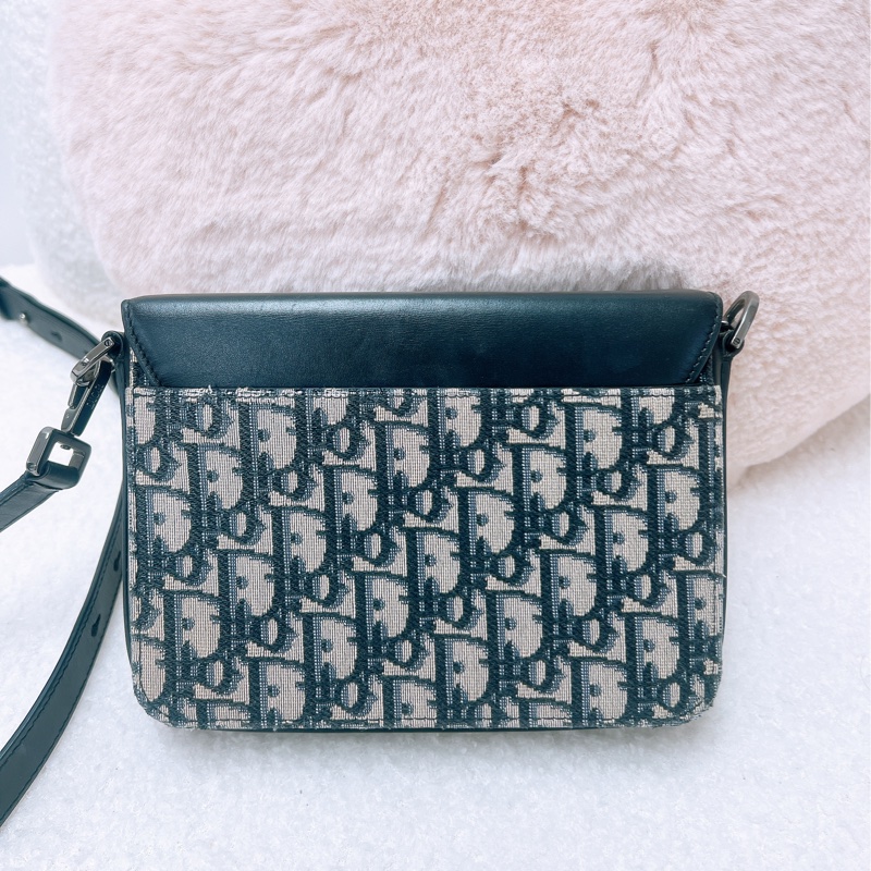 Dior lock 藍色老花郵差包-7