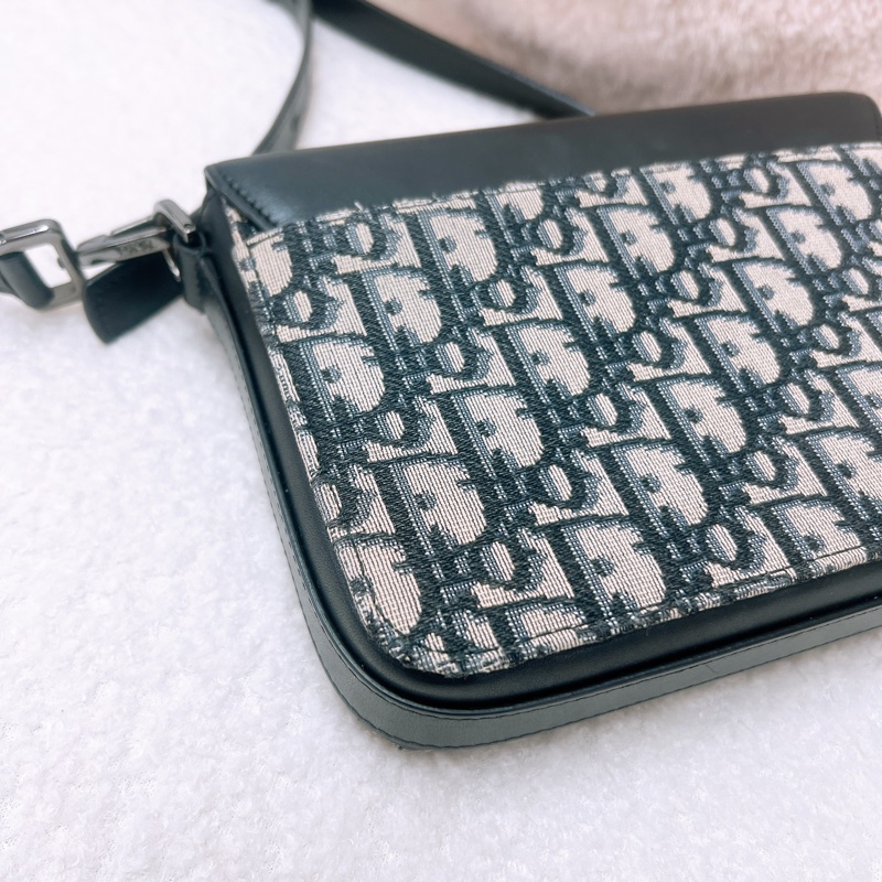 Dior lock 藍色老花郵差包-8