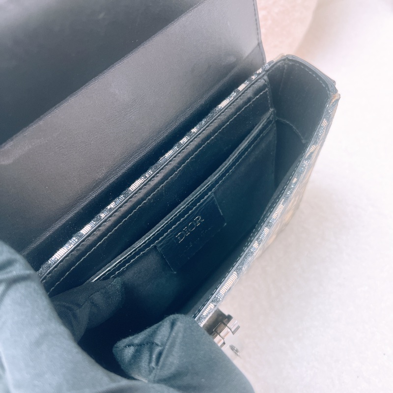 Dior lock 藍色老花郵差包-11