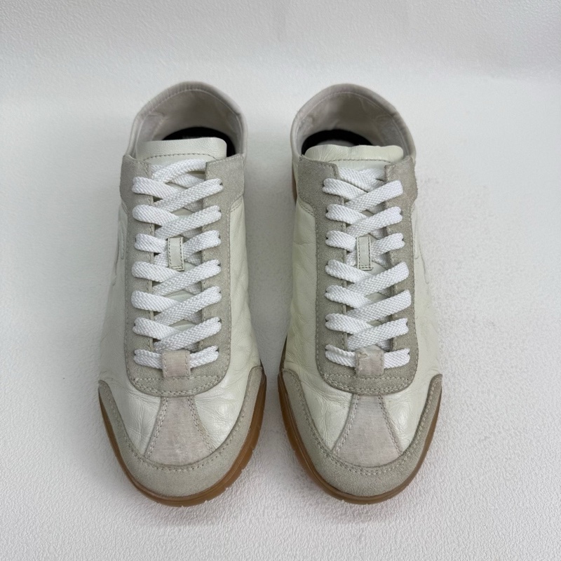 CHANEL香奈兒 24B德訓鞋生活休閒鞋白色褶皺皮質 37.5碼-1