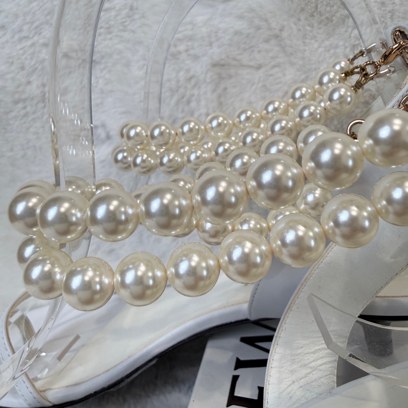 Chanel✨氣質珍珠可拆一字細帶涼鞋跟鞋 #38.5-5